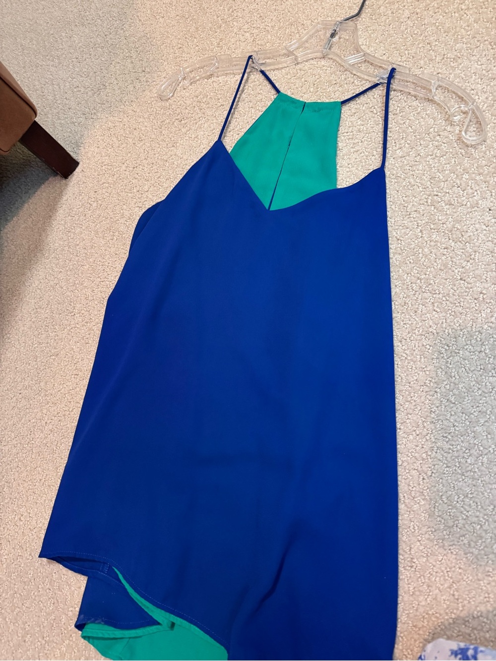 Express Royal Blue Cami with Teal Neck Inset